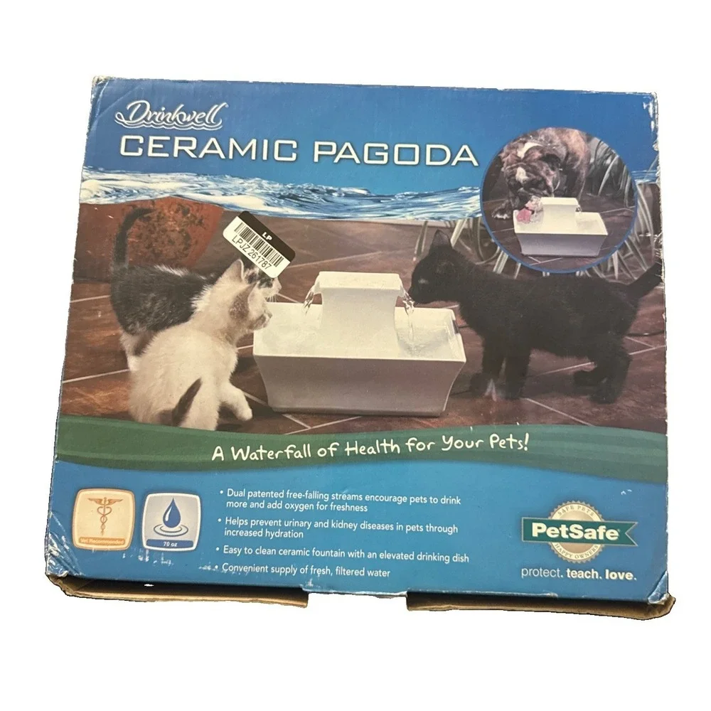 Petsafe Drinkwell 70‎ oz. Ceramic Pagoda Pet Fountain Bowl PWW00-13907